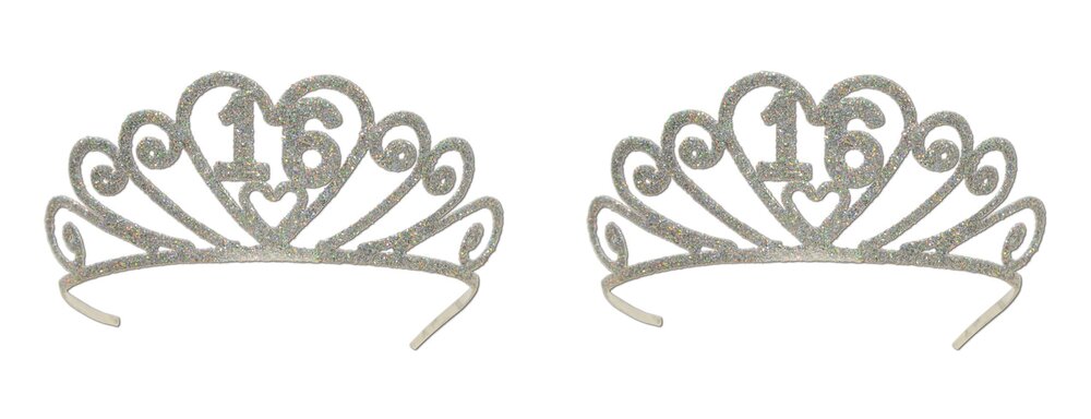 9760 Glittered Metal Tiara -16th Pack of 2